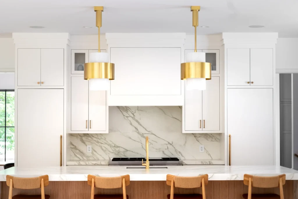 Calacatta Carrara marble kitchen in Weston, MA