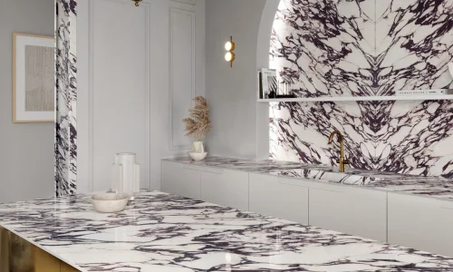 Infinity - Calacatta Viola countertop installed (photo: Infinity Surfaces)