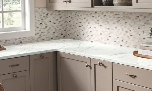 Q-MSI - Calacatta Laza Polished countertop installed (photo: MSI)