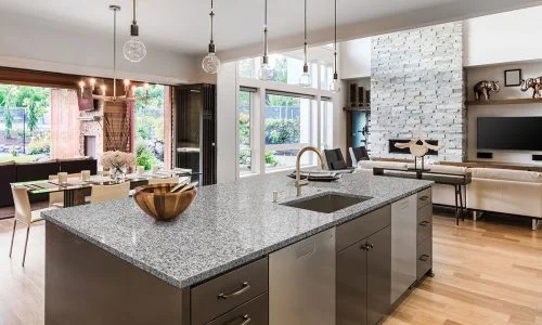 Luna Pearl Polished countertop installed (photo: MSI)