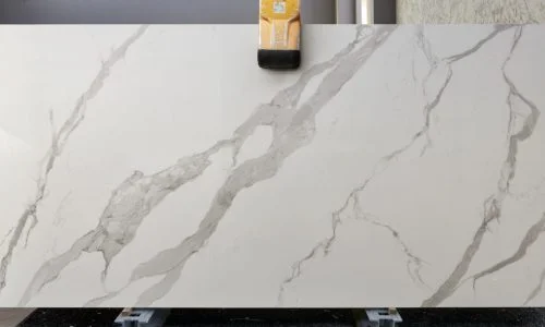 Infinity – Classic Statuario (Satin) full slab (photo: Infinity Surfaces)