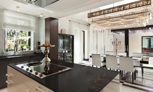 Black Pearl Leathered countertop installed (photo: MSI)