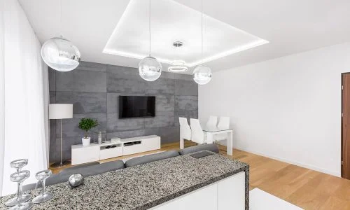 New Caledonia Polished countertop installed (photo: MSI)