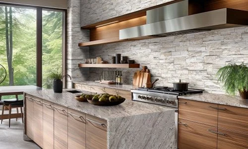 Steel Grey Leathered countertop installed (photo: MSI)