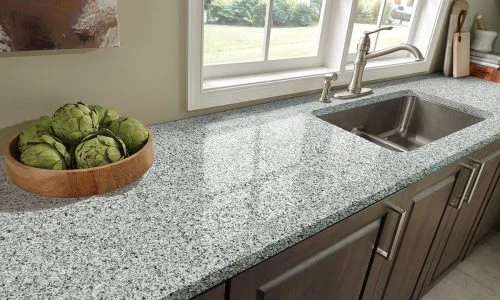 Valle Nevado Polished countertop installed (photo: MSI)